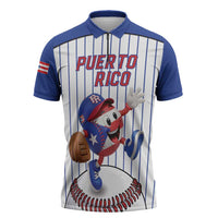 Puerto Rico Baseball Custom Zipper Polo Shirt Puerto Rican Flag Mascot Design