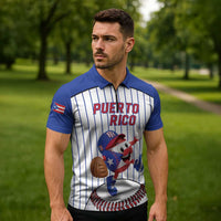 Puerto Rico Baseball Custom Zipper Polo Shirt Puerto Rican Flag Mascot Design