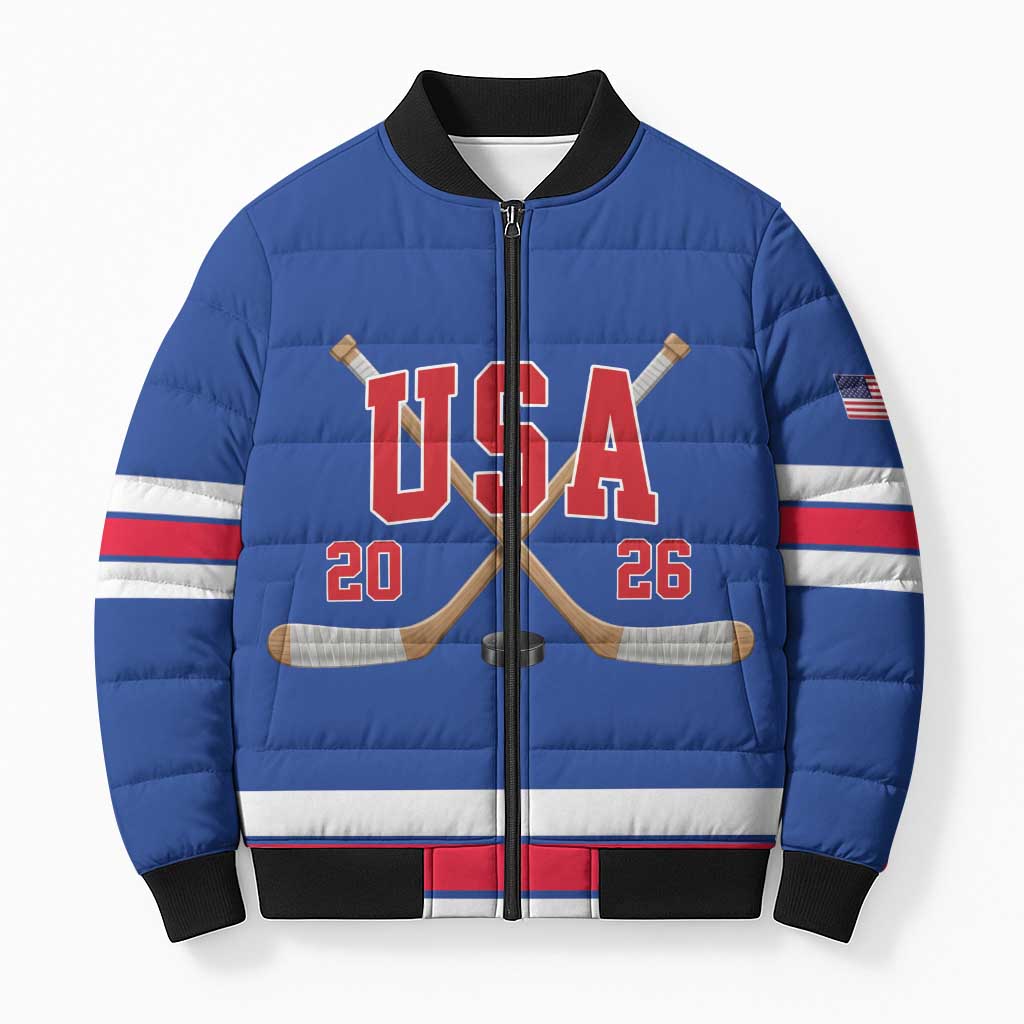 Custom USA Ice Hockey Bomber Puffer Jacket Champions 2026