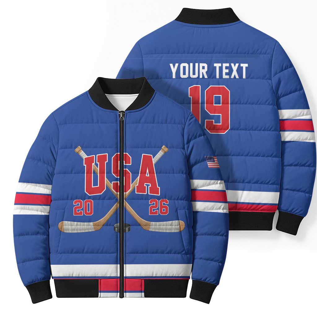 Custom USA Ice Hockey Bomber Puffer Jacket Champions 2026