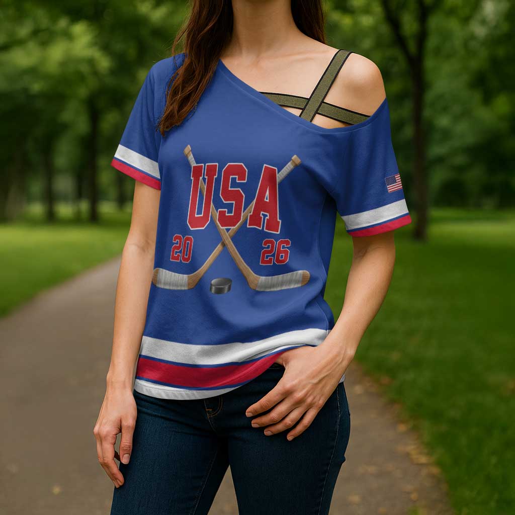 Custom USA Ice Hockey Cross Shoulder Shirt Champions 2026