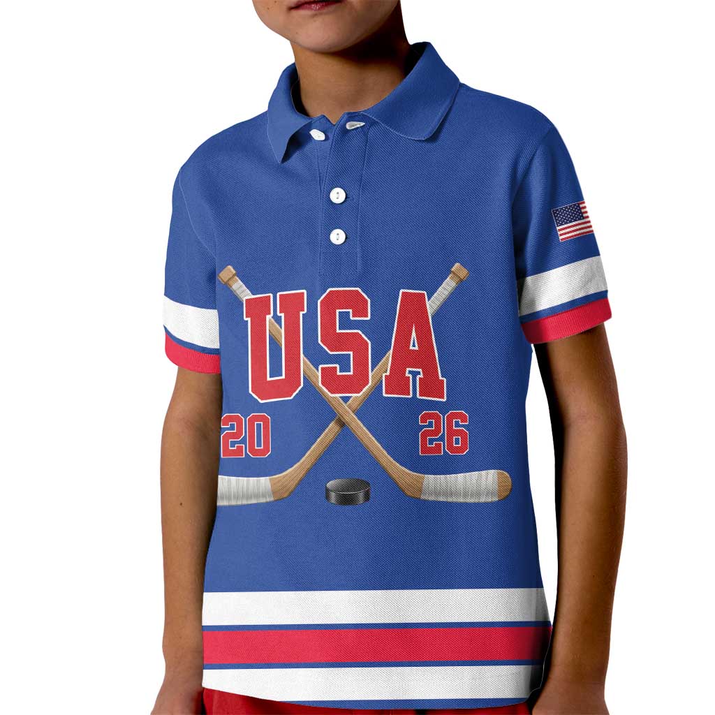 Custom USA Ice Hockey Kid Polo Shirt Champions 2026