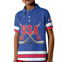 Custom USA Ice Hockey Kid Polo Shirt Champions 2026