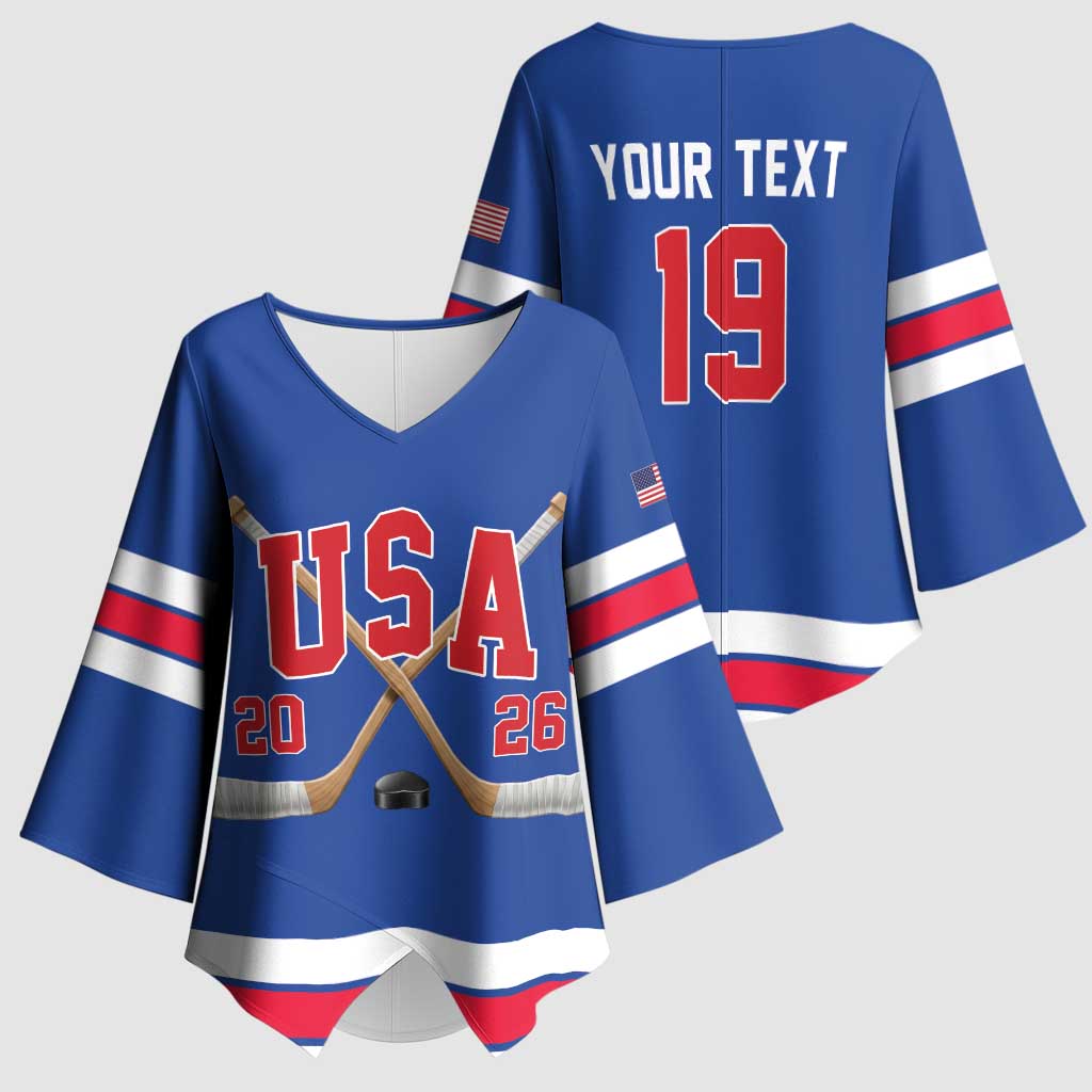 Custom USA Ice Hockey Kimono Sleeve Blouse Champions 2026