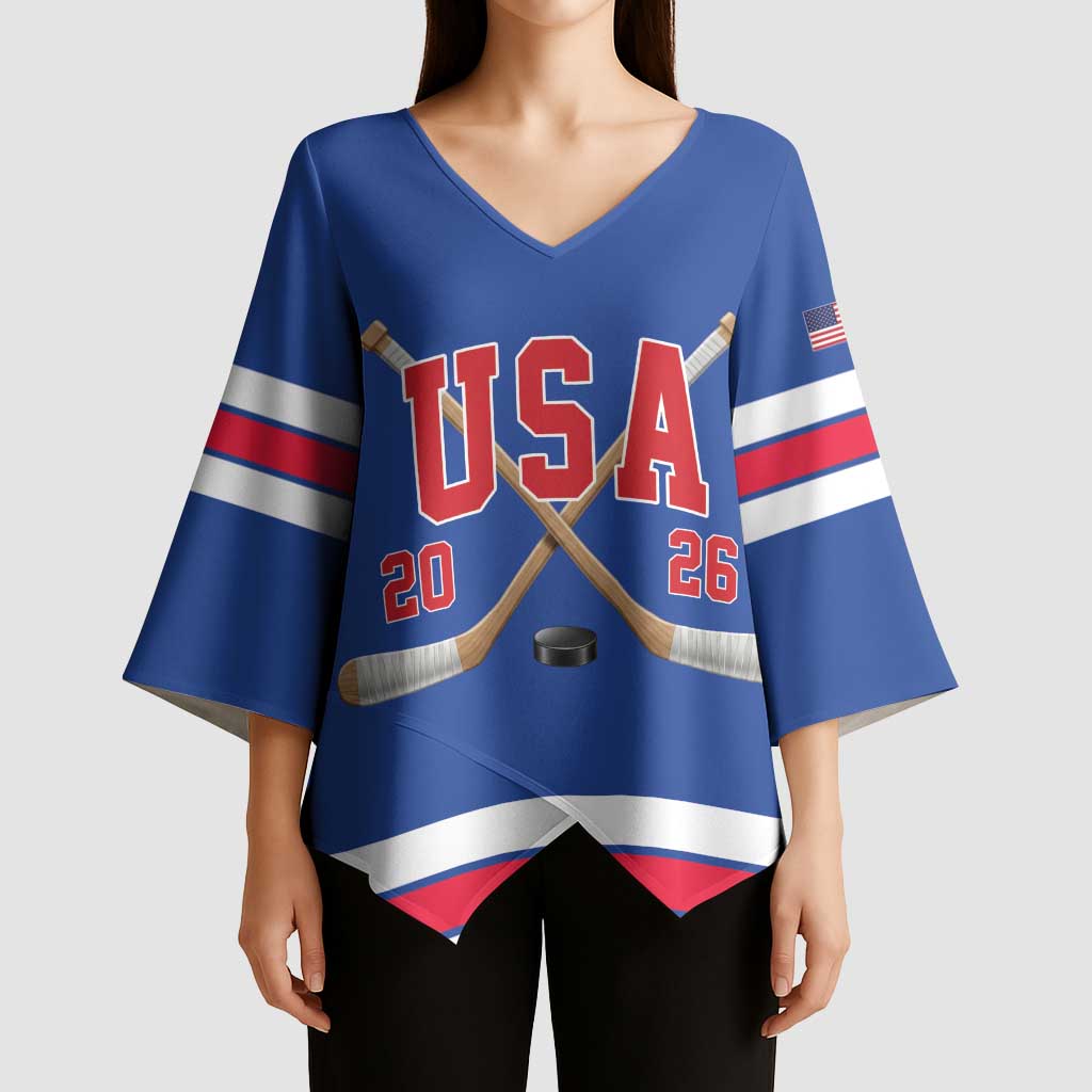 Custom USA Ice Hockey Kimono Sleeve Blouse Champions 2026