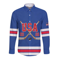 Custom USA Ice Hockey Long Sleeve Button Shirt Champions 2026