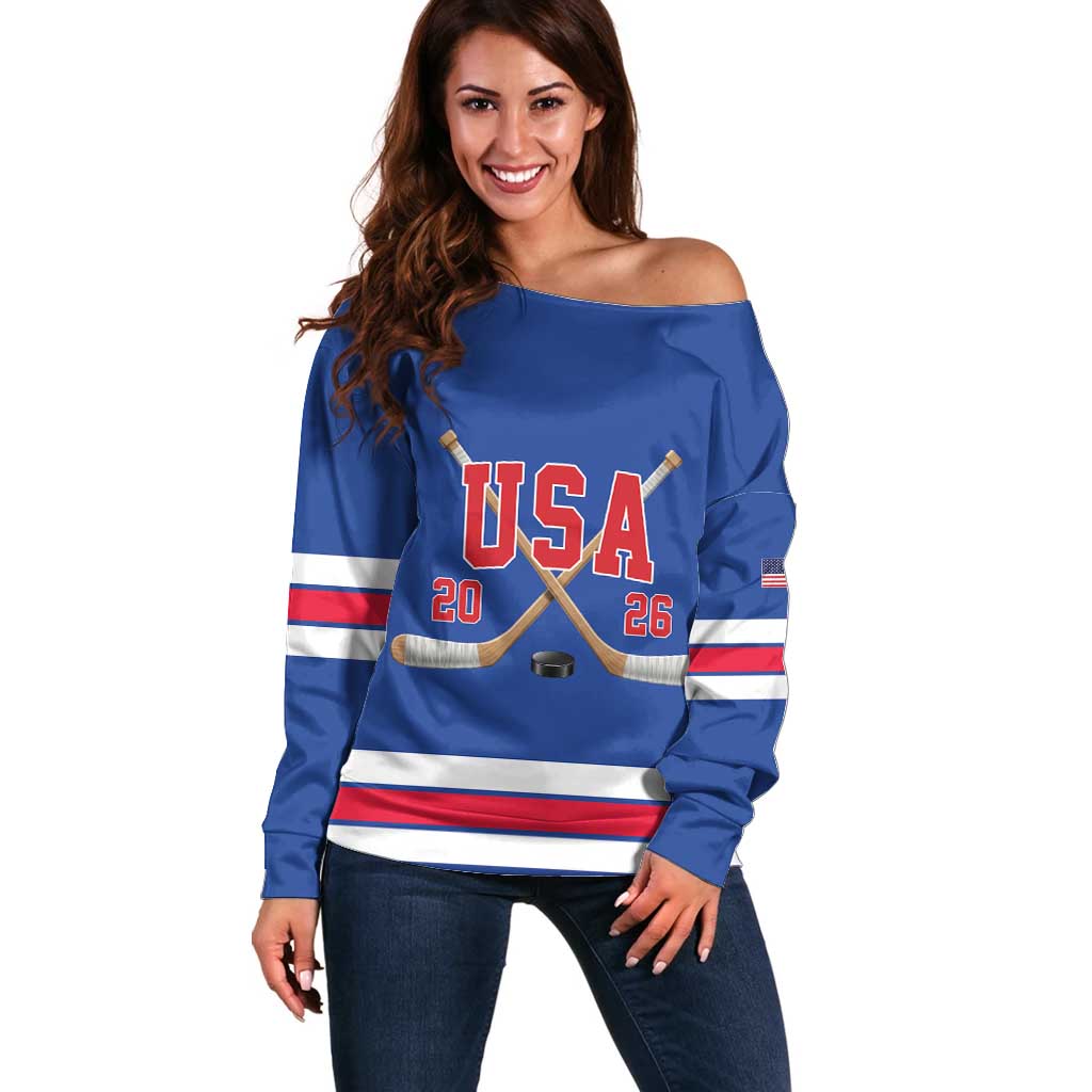 Custom USA Ice Hockey Off Shoulder Sweater Champions 2026