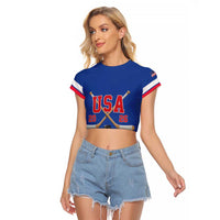 Custom USA Ice Hockey Raglan Cropped T Shirt Champions 2026