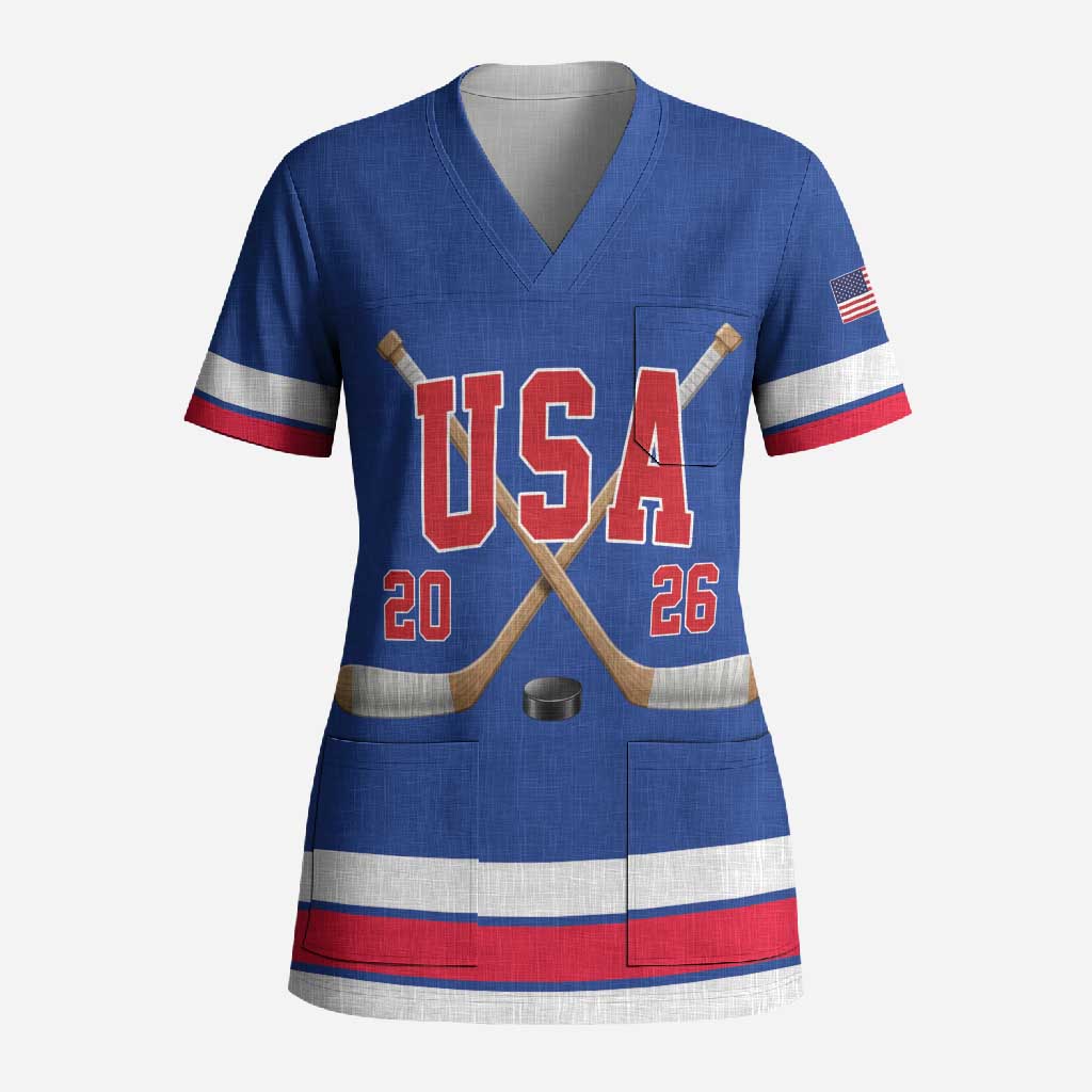 Custom USA Ice Hockey Scrub Top Champions 2026