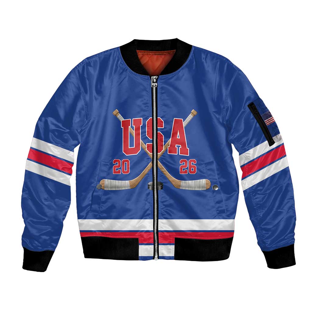 Custom USA Ice Hockey Sleeve Zip Bomber Jacket Champions 2026