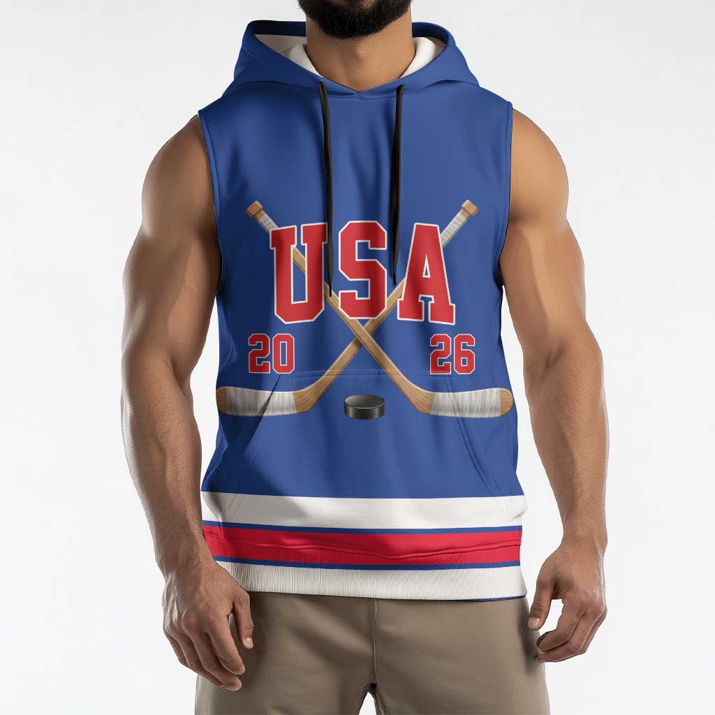 Custom USA Ice Hockey Sleeveless Hoodie Champions 2026