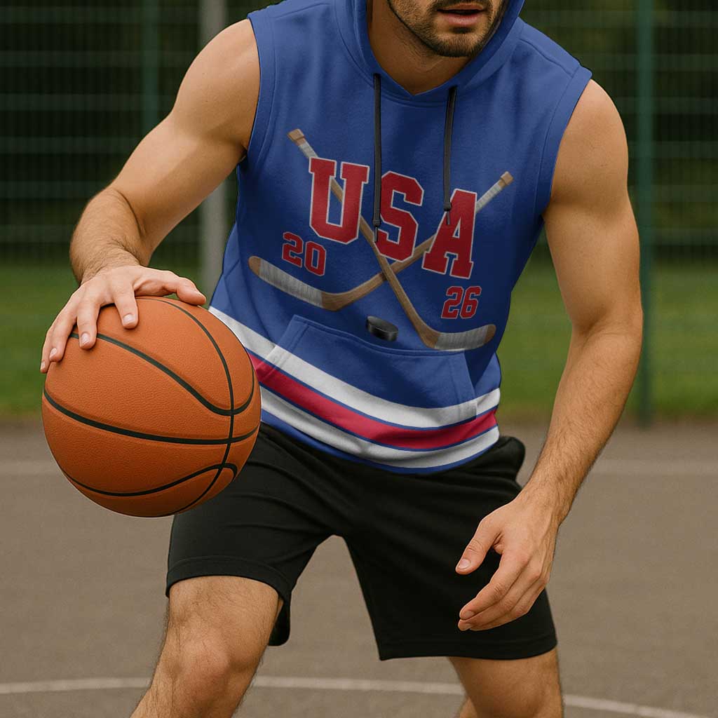 Custom USA Ice Hockey Sleeveless Hoodie Champions 2026