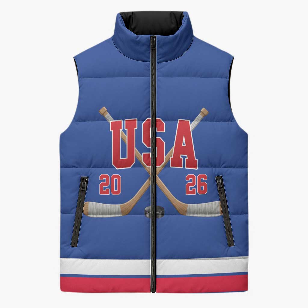 Custom USA Ice Hockey Sleeveless Puffer Jacket Champions 2026