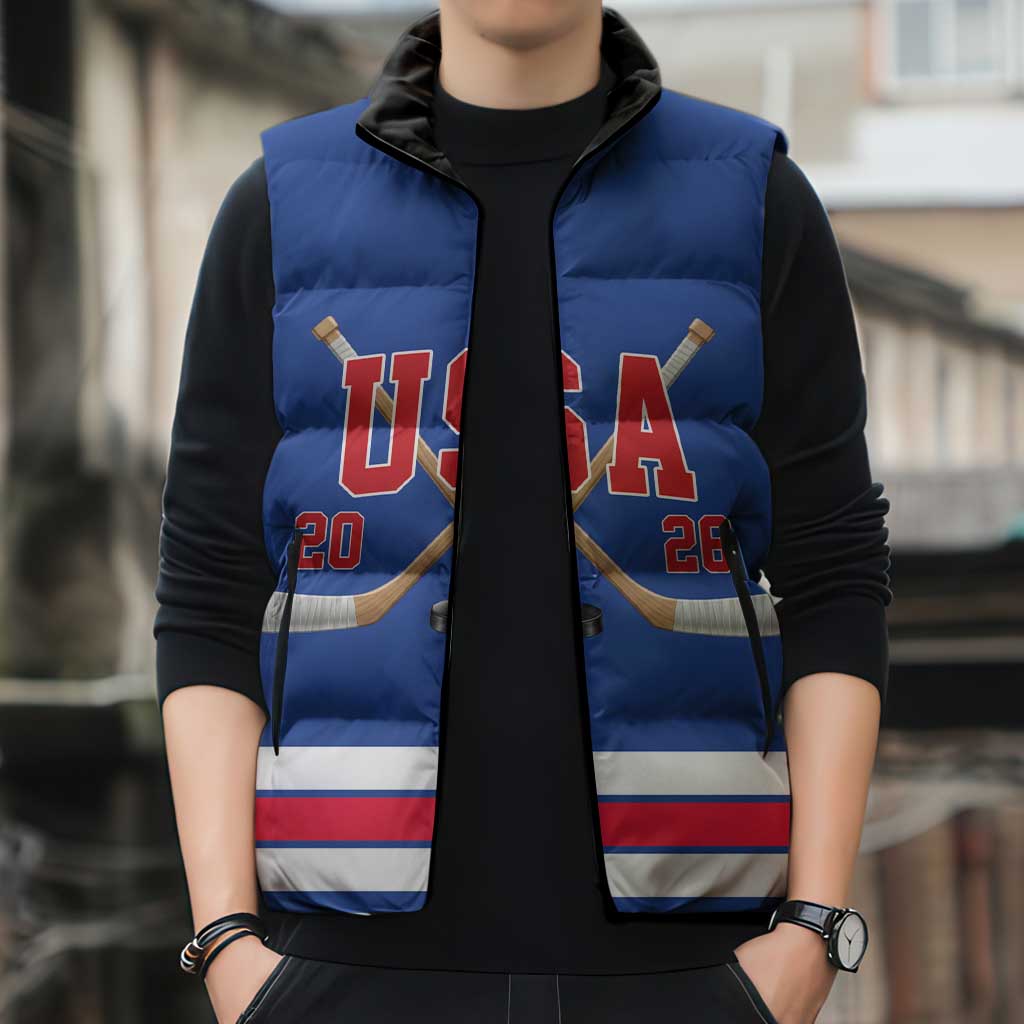 Custom USA Ice Hockey Sleeveless Puffer Jacket Champions 2026