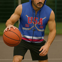 Custom USA Ice Hockey Sleeveless Zip Hoodie Champions 2026