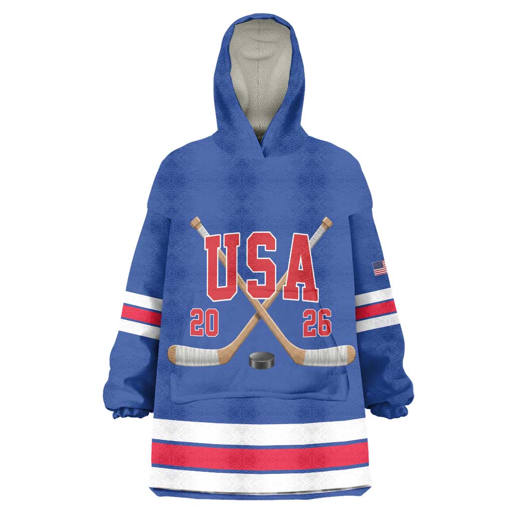 Custom USA Ice Hockey Wearable Blanket Hoodie Champions 2026