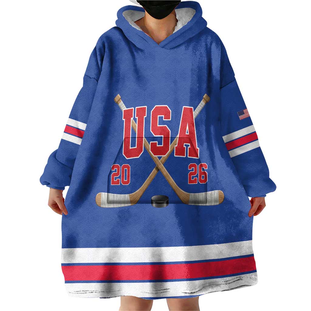 Custom USA Ice Hockey Wearable Blanket Hoodie Champions 2026