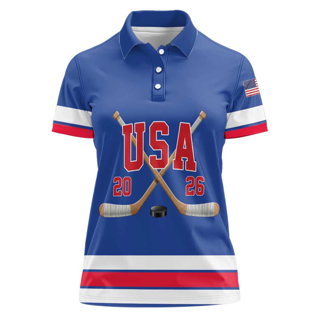 Custom USA Ice Hockey Women Polo Shirt Champions 2026