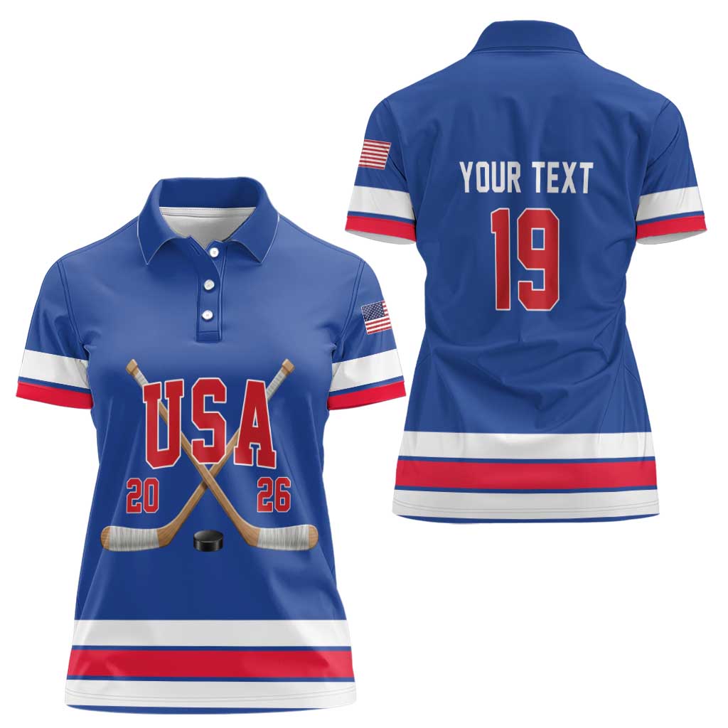 Custom USA Ice Hockey Women Polo Shirt Champions 2026