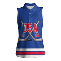 Custom USA Ice Hockey Women Sleeveless Polo Shirt Champions 2026