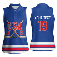 Custom USA Ice Hockey Women Sleeveless Polo Shirt Champions 2026