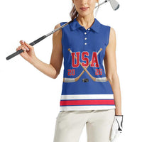 Custom USA Ice Hockey Women Sleeveless Polo Shirt Champions 2026