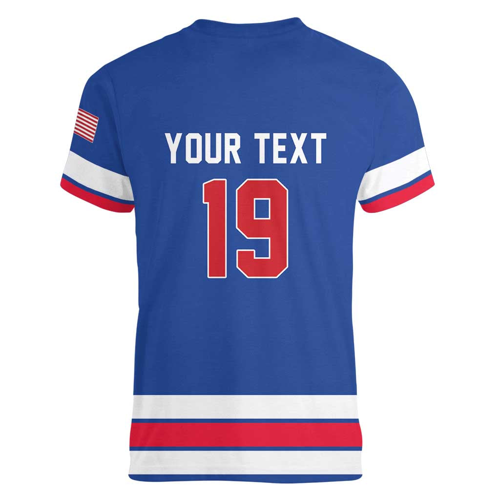 Custom USA Ice Hockey Women V-Neck T-Shirt Champions 2026