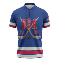 Custom USA Ice Hockey Zipper Polo Shirt Champions 2026