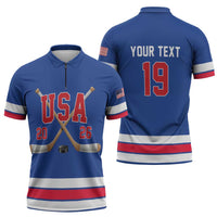 Custom USA Ice Hockey Zipper Polo Shirt Champions 2026