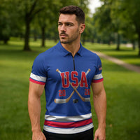 Custom USA Ice Hockey Zipper Polo Shirt Champions 2026