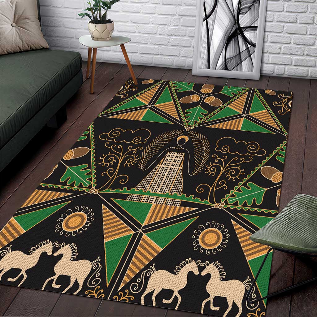 Ukraine Pysanky Pattern Area Rug Berehynia Guardian Folk Art