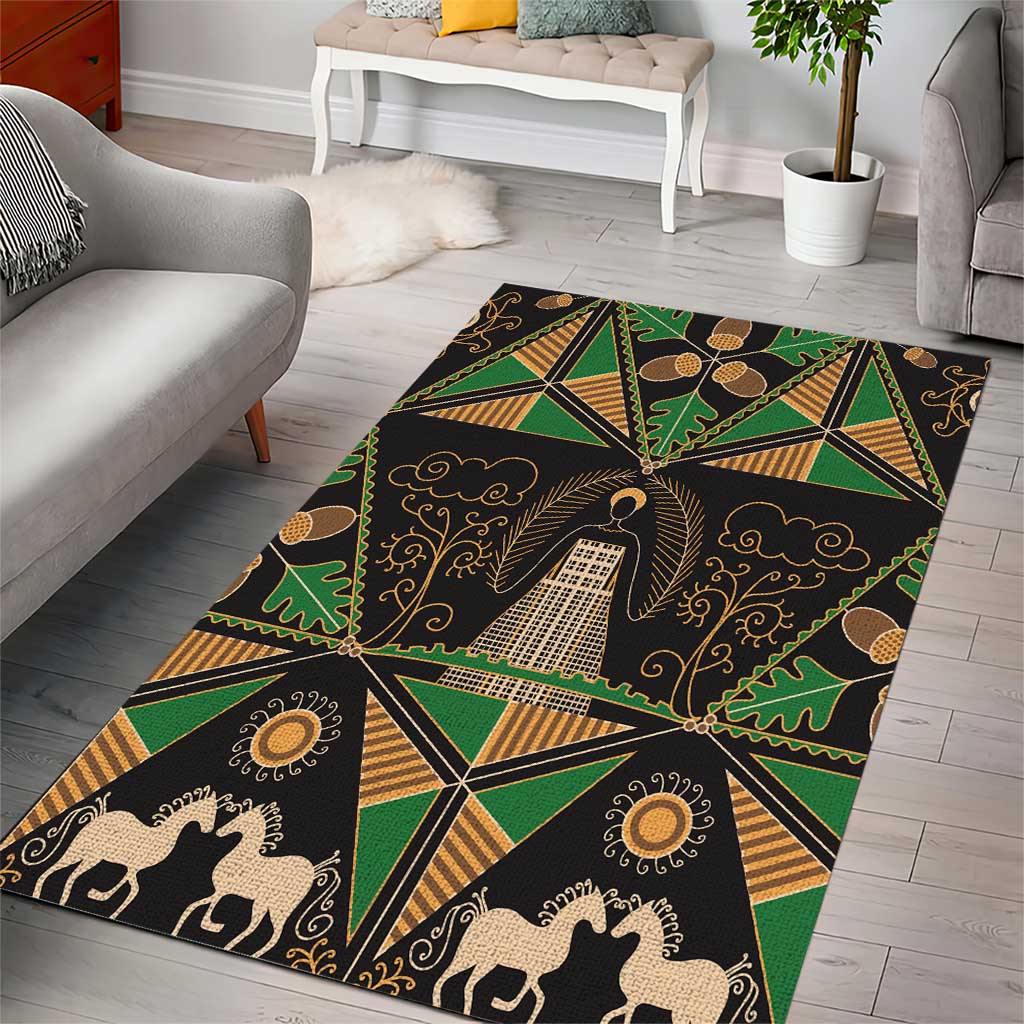 Ukraine Pysanky Pattern Area Rug Berehynia Guardian Folk Art