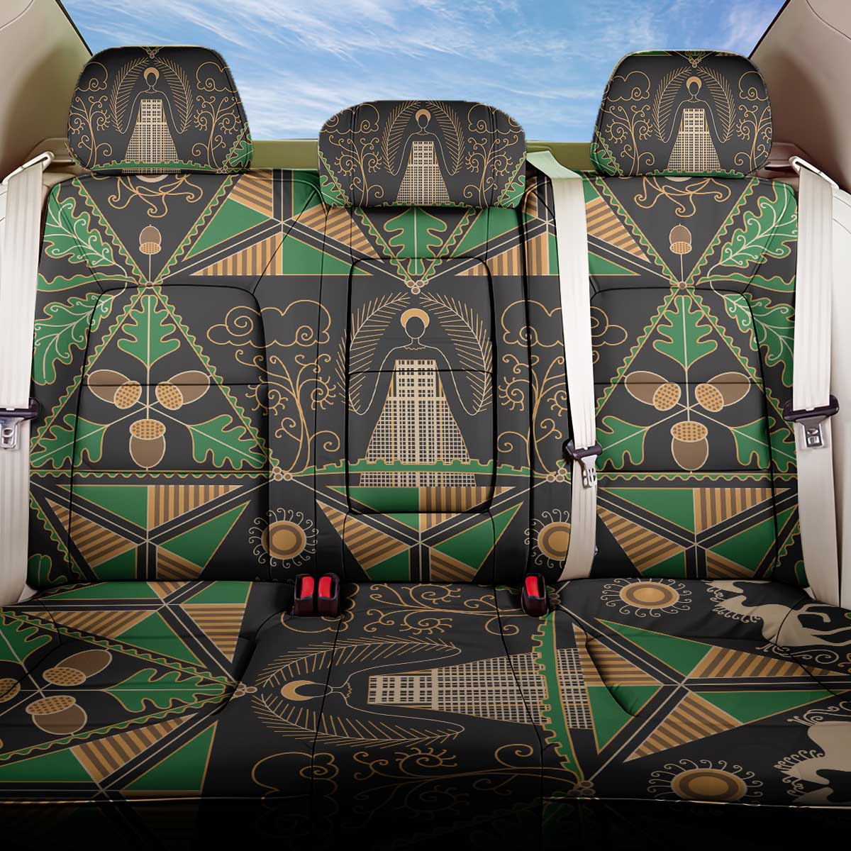 Ukraine Pysanky Pattern Back Car Seat Cover Berehynia Guardian Folk Art