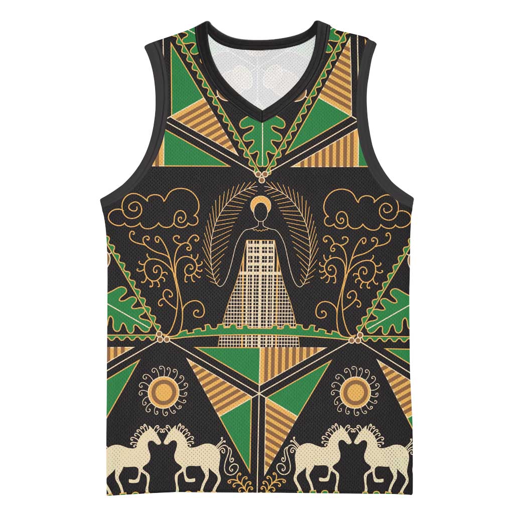 Ukraine Pysanky Pattern Basketball Jersey Berehynia Guardian Folk Art