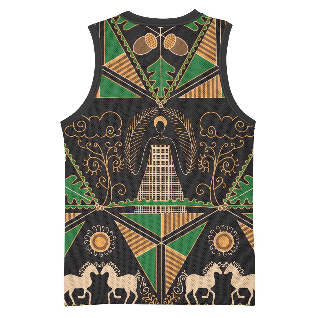 Ukraine Pysanky Pattern Basketball Jersey Berehynia Guardian Folk Art