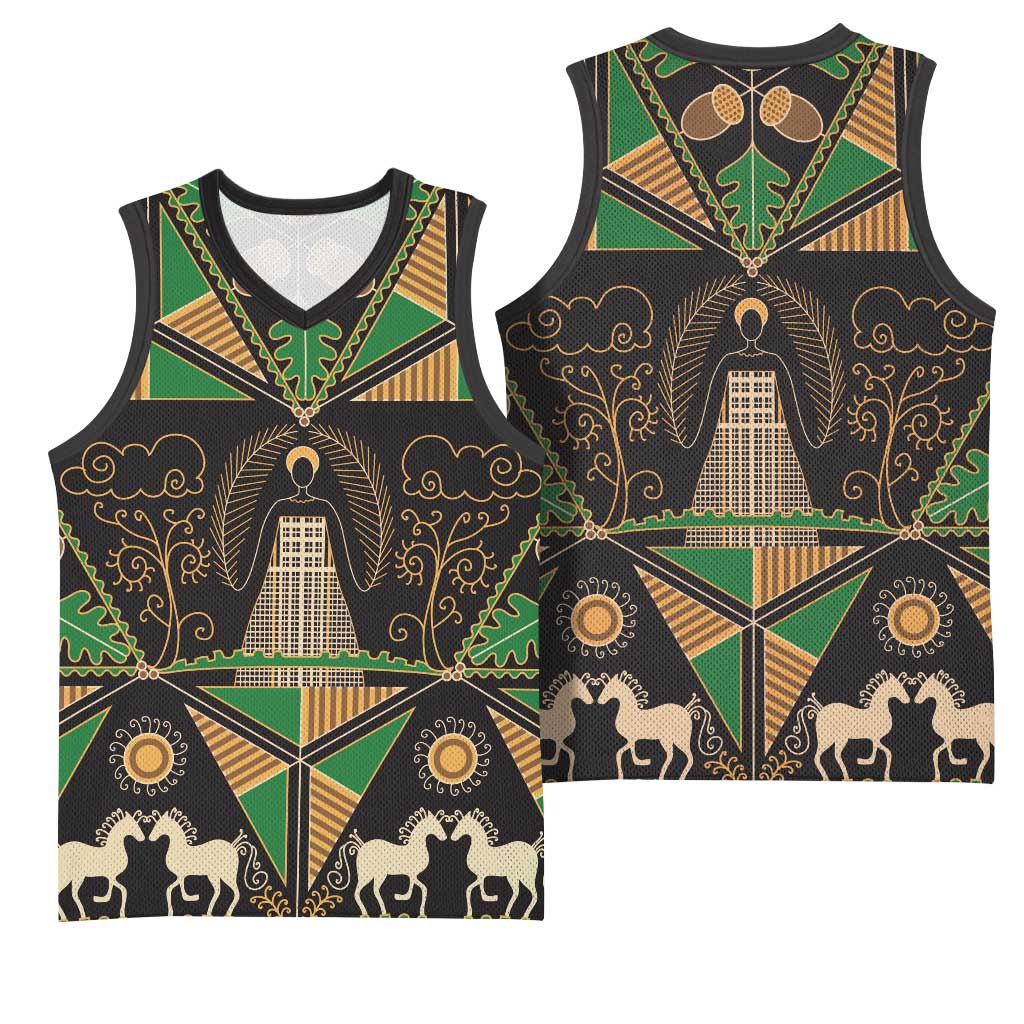 Ukraine Pysanky Pattern Basketball Jersey Berehynia Guardian Folk Art