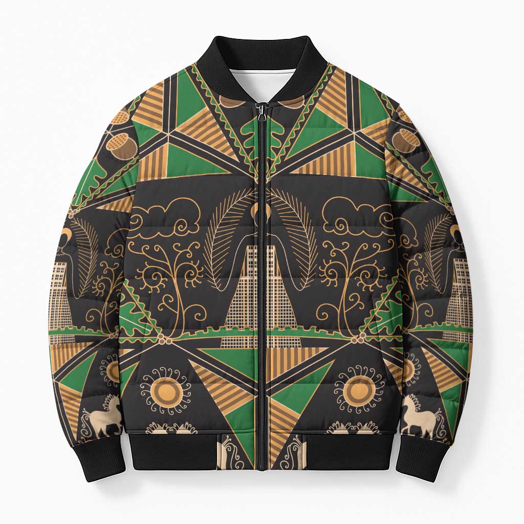Ukraine Pysanky Pattern Bomber Puffer Jacket Berehynia Guardian Folk Art