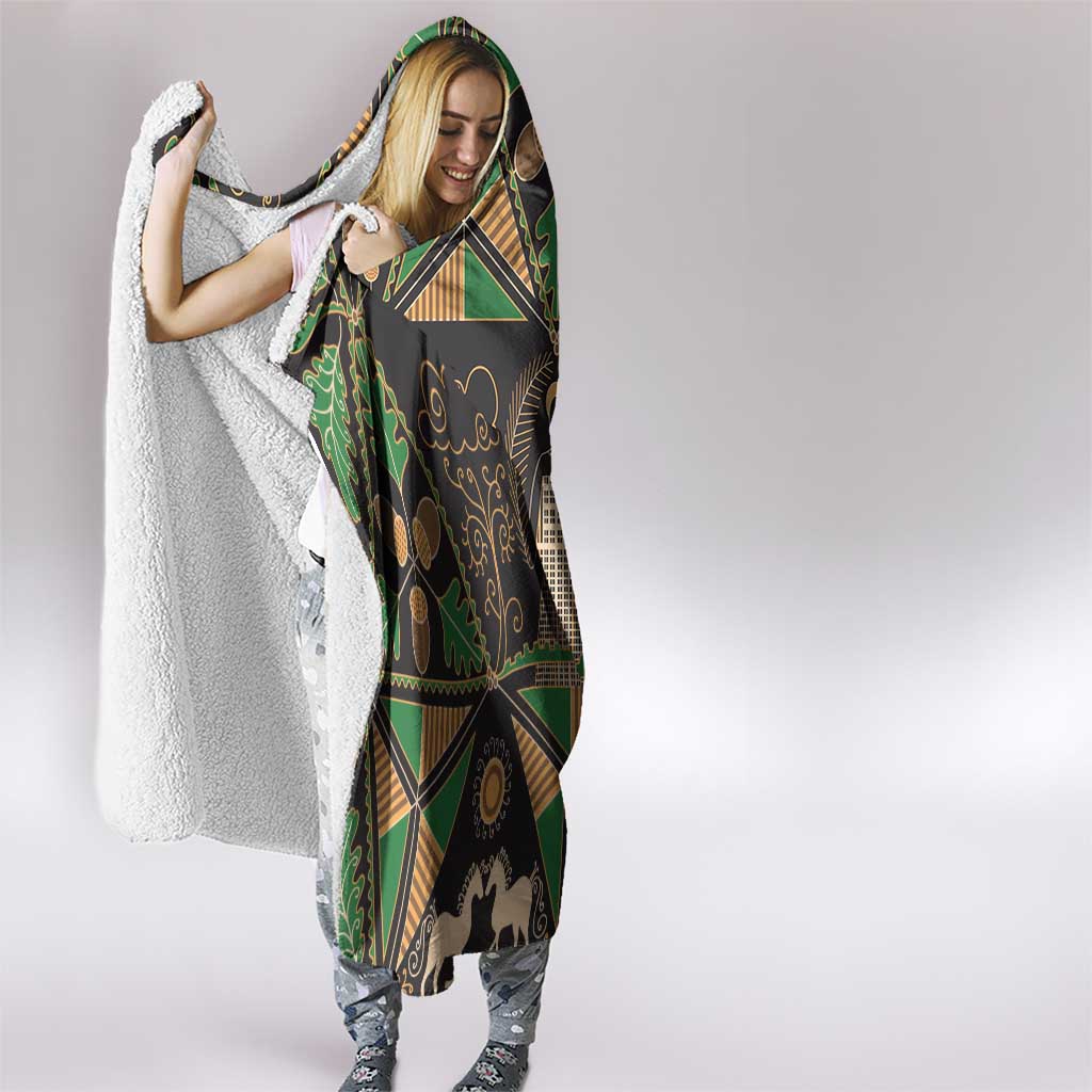 Ukraine Pysanky Pattern Hooded Blanket Berehynia Guardian Folk Art