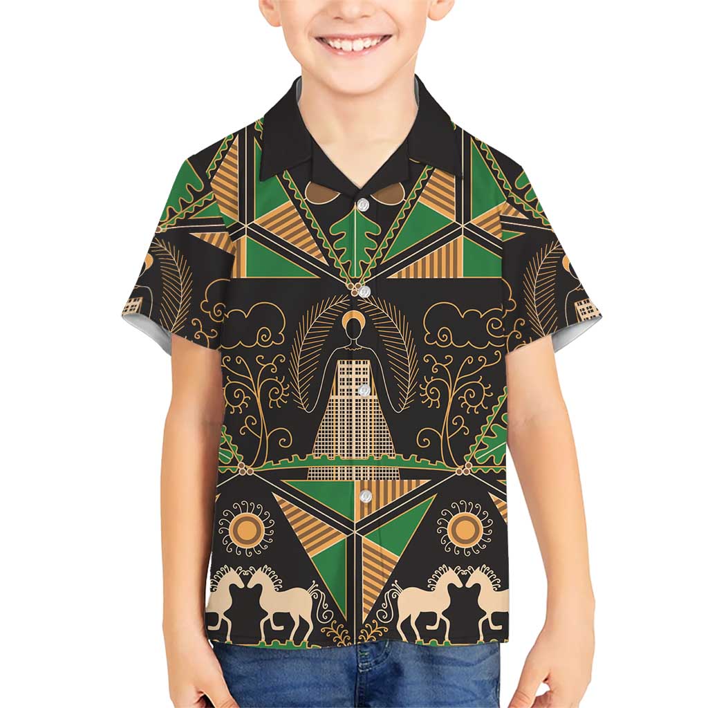 Ukraine Pysanky Pattern Kid Hawaiian Shirt Berehynia Guardian Folk Art