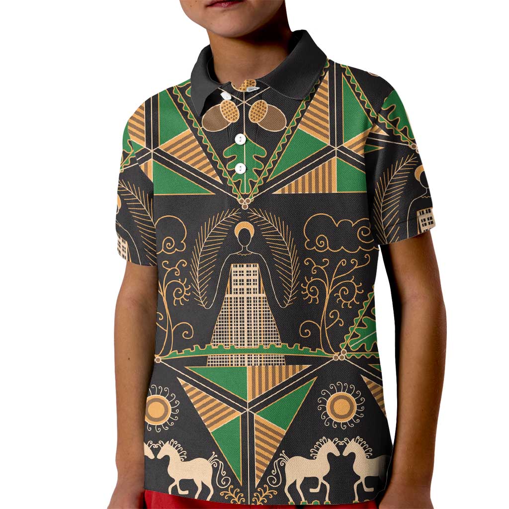 Ukraine Pysanky Pattern Kid Polo Shirt Berehynia Guardian Folk Art