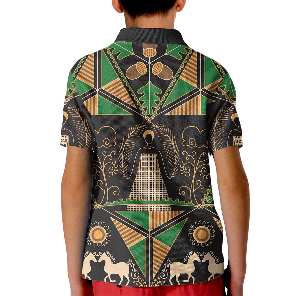 Ukraine Pysanky Pattern Kid Polo Shirt Berehynia Guardian Folk Art
