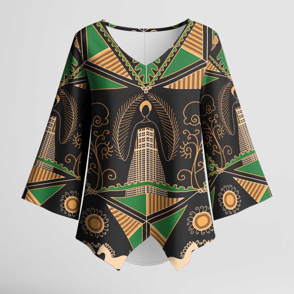 Ukraine Pysanky Pattern Kimono Sleeve Blouse Berehynia Guardian Folk Art