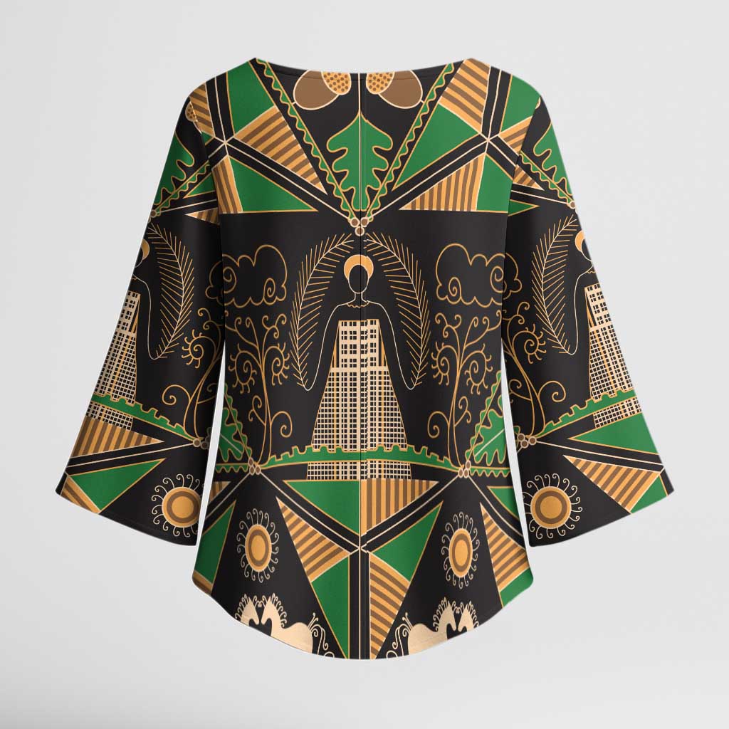 Ukraine Pysanky Pattern Kimono Sleeve Blouse Berehynia Guardian Folk Art