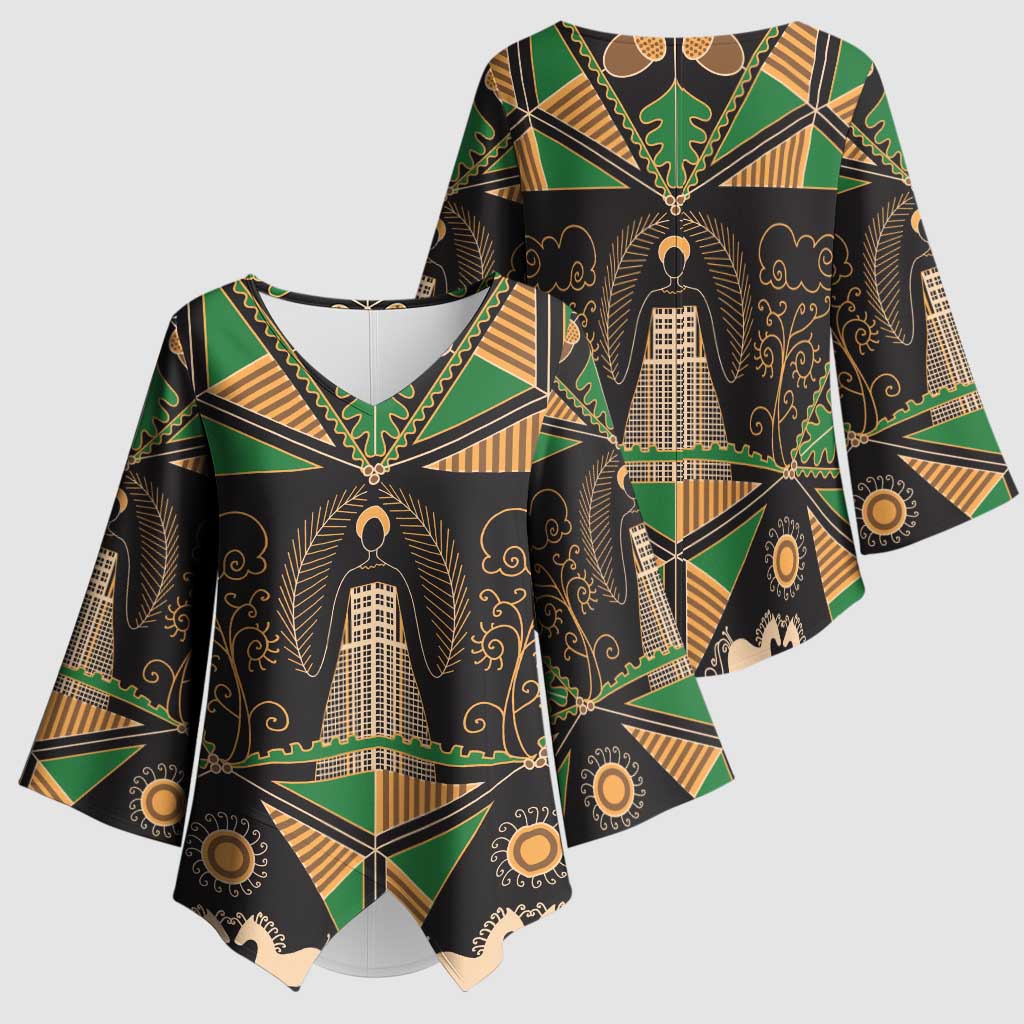 Ukraine Pysanky Pattern Kimono Sleeve Blouse Berehynia Guardian Folk Art