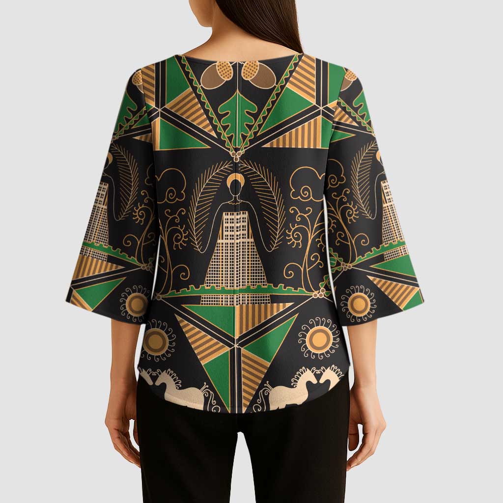 Ukraine Pysanky Pattern Kimono Sleeve Blouse Berehynia Guardian Folk Art