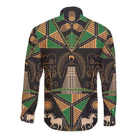 Ukraine Pysanky Pattern Long Sleeve Button Shirt Berehynia Guardian Folk Art