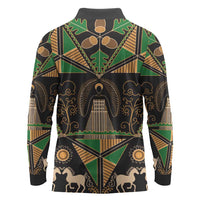 Ukraine Pysanky Pattern Long Sleeve Polo Shirt Berehynia Guardian Folk Art