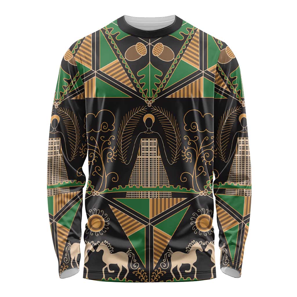 Ukraine Pysanky Pattern Long Sleeve Shirt Berehynia Guardian Folk Art