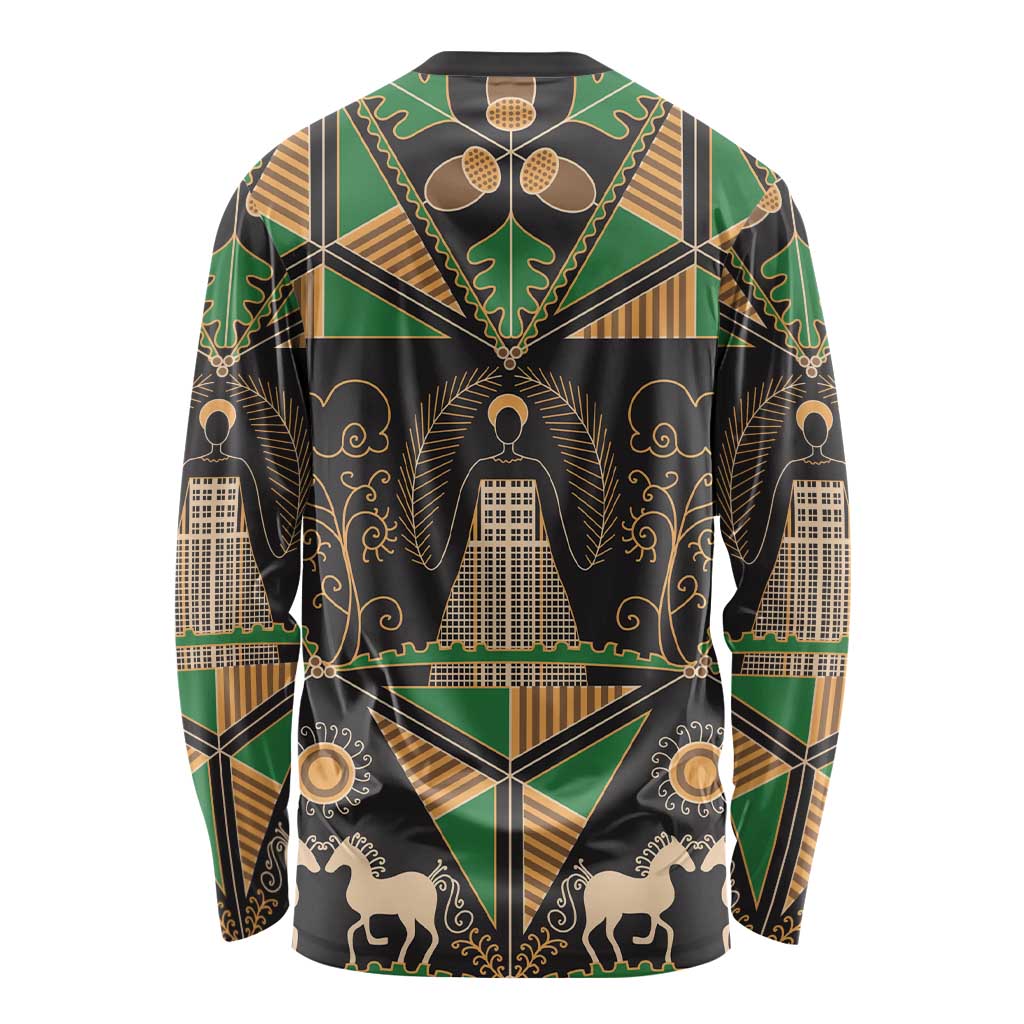 Ukraine Pysanky Pattern Long Sleeve Shirt Berehynia Guardian Folk Art