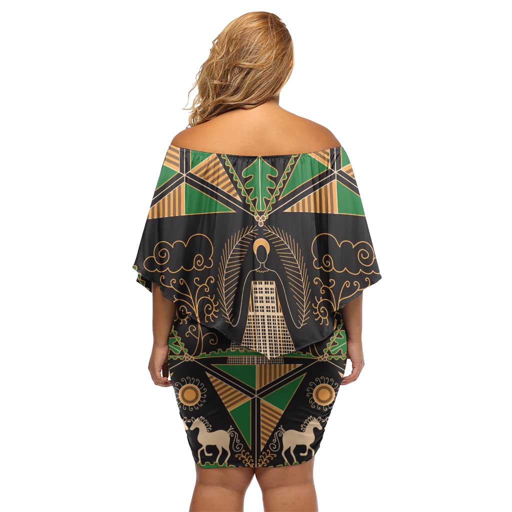 Ukraine Pysanky Pattern Off Shoulder Short Dress Berehynia Guardian Folk Art